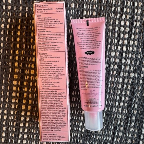 NIB Everyday Humans Rose From Above PROTECT + PRIME SPF35 Mineral Sunscreen Base - Picture 2 of 8